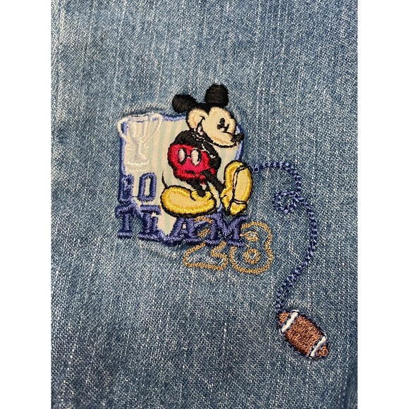 Disney Baby Mickey Mouse Denim Overalls vintage Football Little Champ 0-3M team - Picture 3 of 8